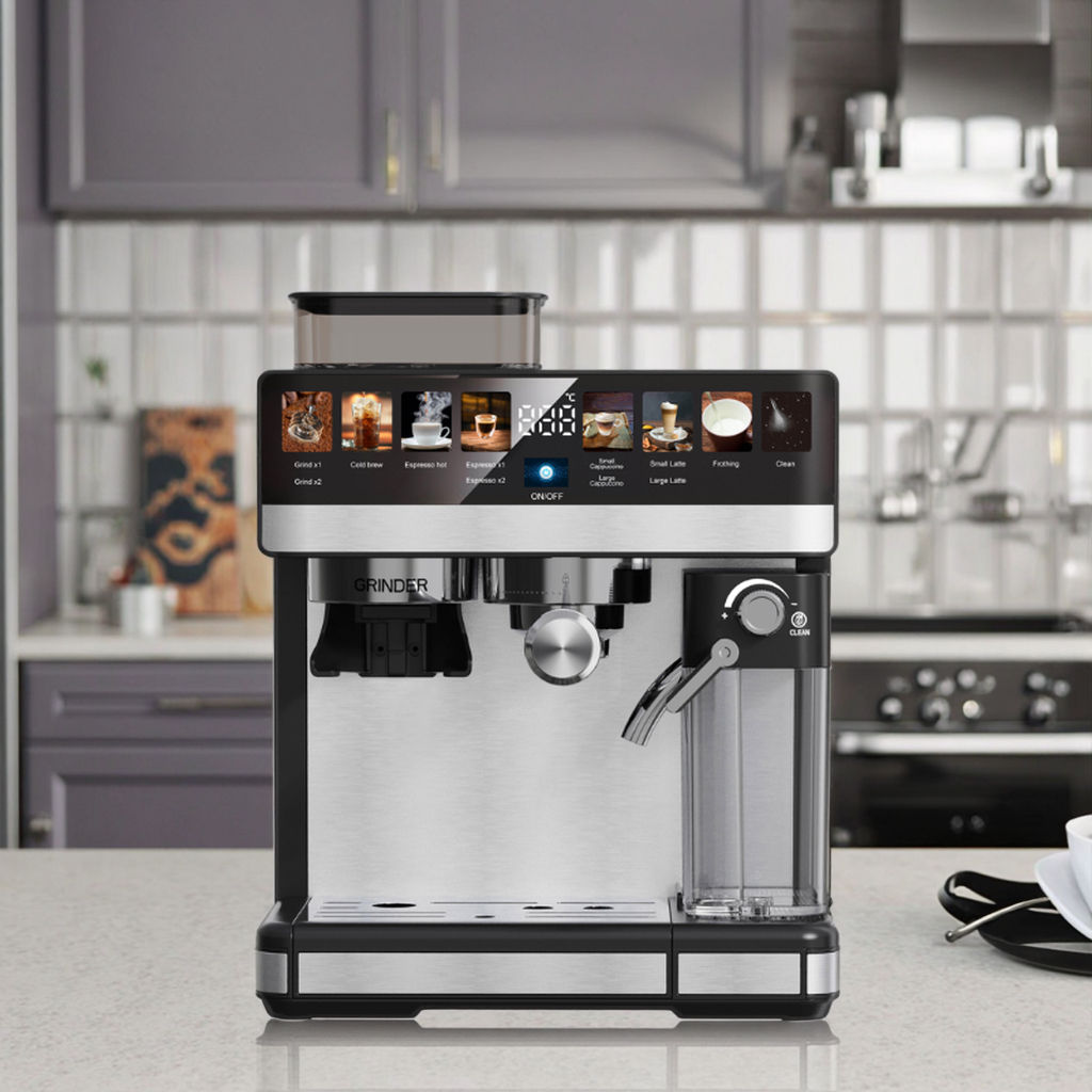 New Model 19-Bar Smart Espresso Maker with Color Display (Semi-Automatic Cappuccino Coffee Machine)