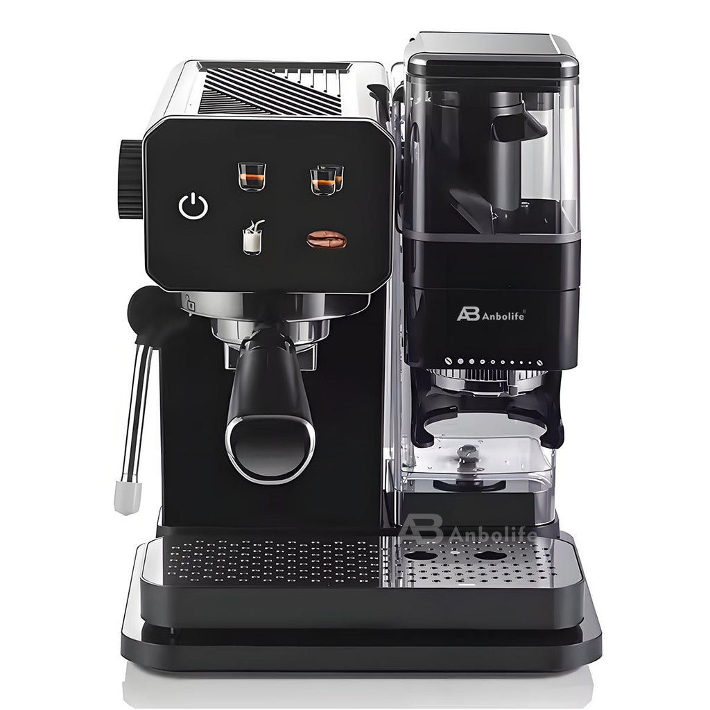 Anbo Multi-Function Semi-Automatic Espresso Machine with Built-In Grinder & Digital Display