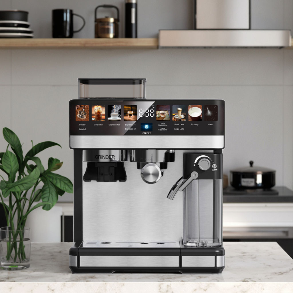 New Model 19-Bar Smart Espresso Maker with Color Display (Semi-Automatic Cappuccino Coffee Machine)