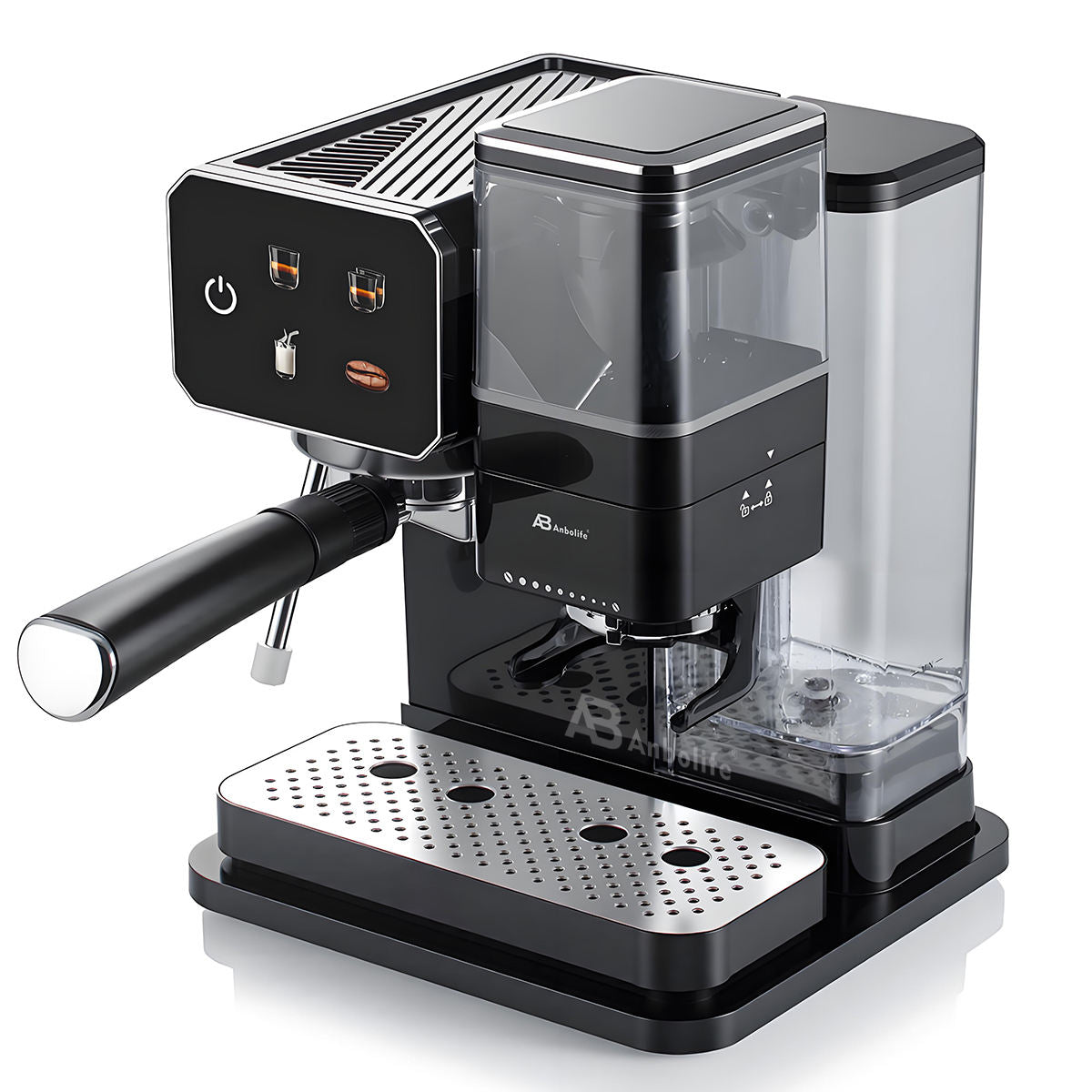 Anbo Multi-Function Semi-Automatic Espresso Machine with Built-In Grinder & Digital Display