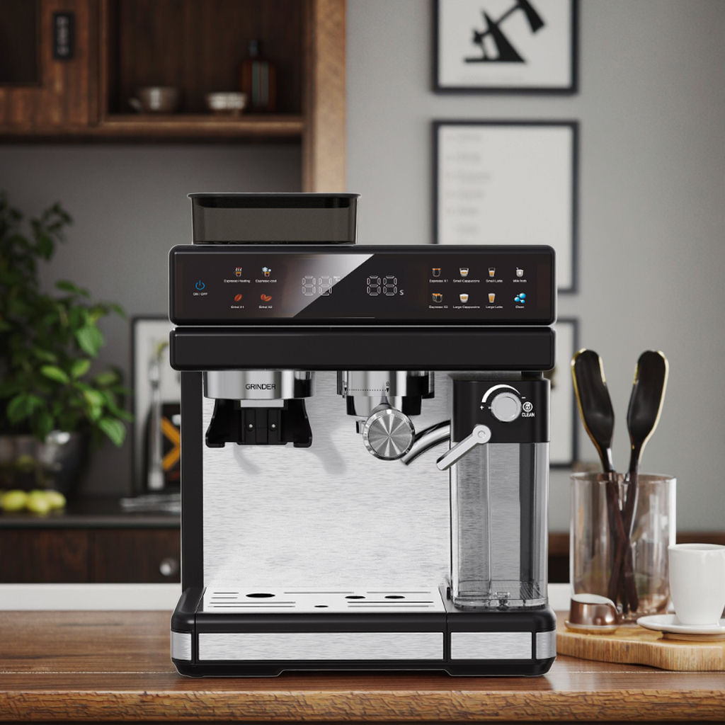 New Model 19-Bar Smart Espresso Maker with Color Display (Semi-Automatic Cappuccino Coffee Machine)