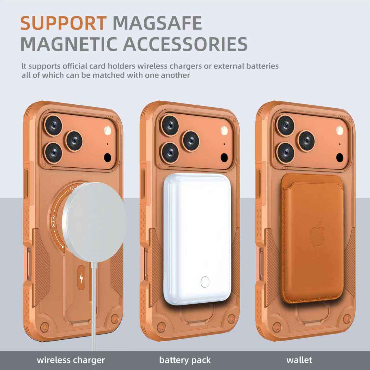 iPhone 17 Pro Max Magnetic Armor Case with Integrated Foldable Kickstand (Shockproof Anti-Drop Protective Cover)