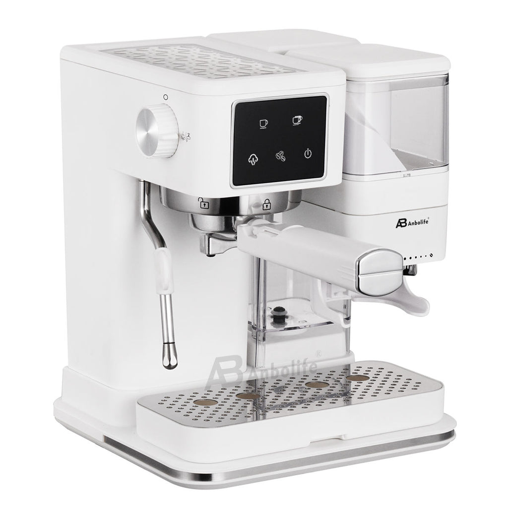 Anbo Multi-Function Semi-Automatic Espresso Machine with Built-In Grinder & Digital Display