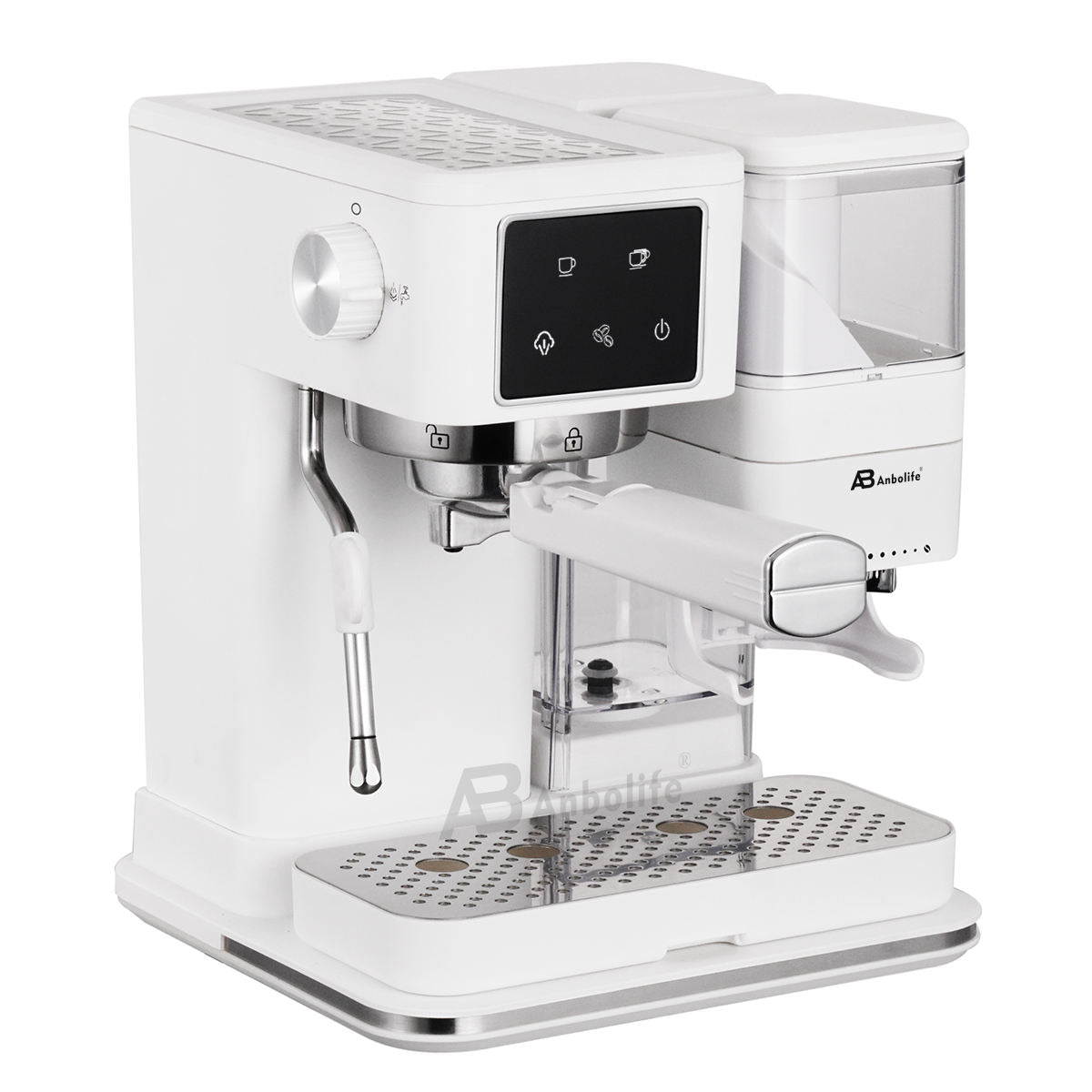 Anbo Multi-Function Semi-Automatic Espresso Machine with Built-In Grinder & Digital Display