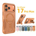 iPhone 17 Pro Max Magnetic Armor Case with Integrated Foldable Kickstand (Shockproof Anti-Drop Protective Cover)